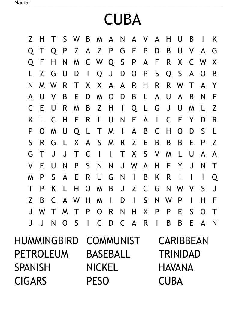 CUBA Word Search