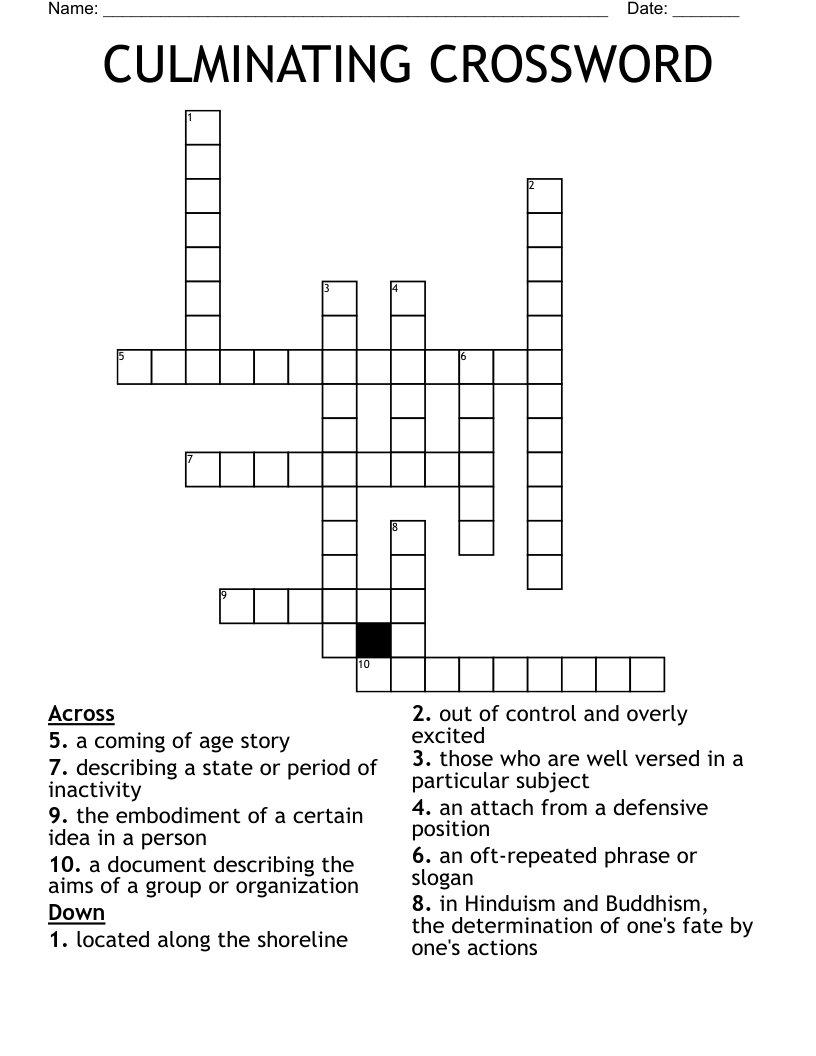 CULMINATING CROSSWORD