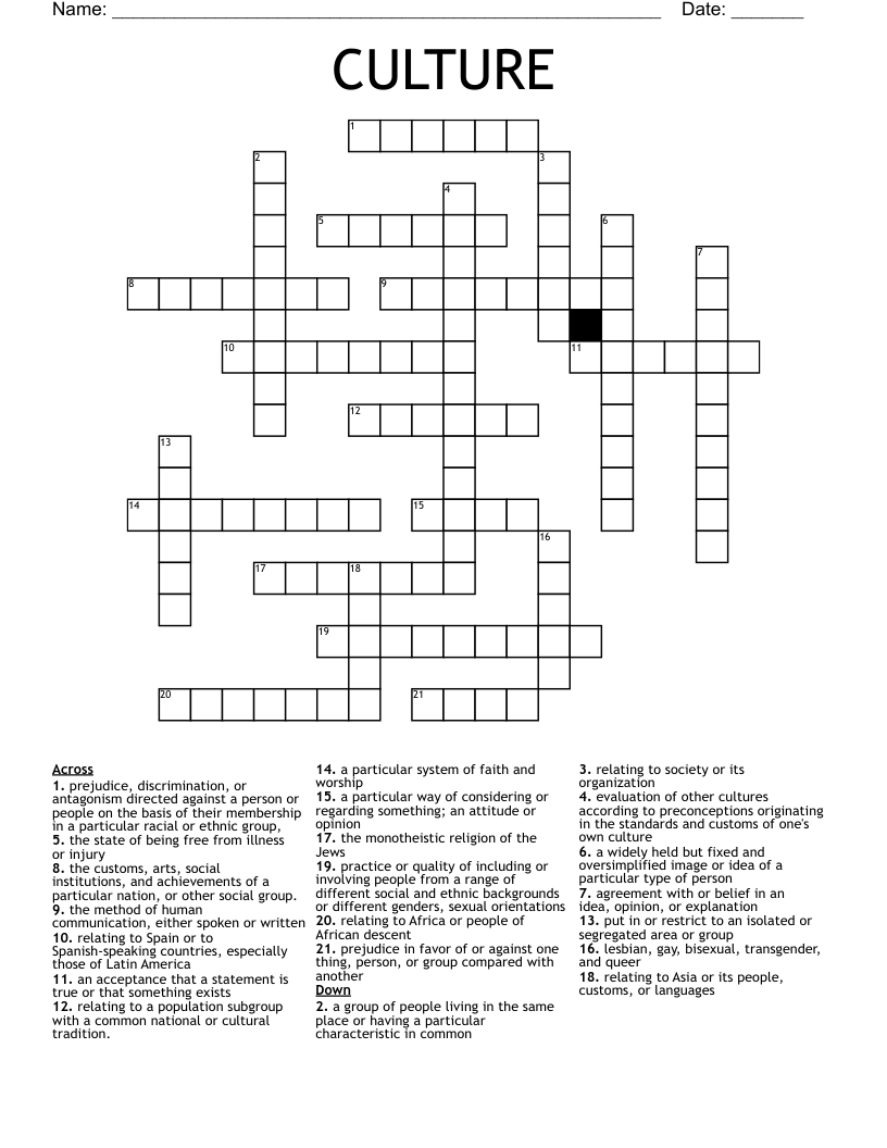 CULTURE Crossword