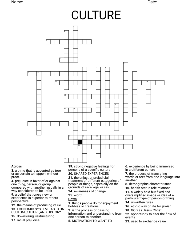 CULTURE Crossword