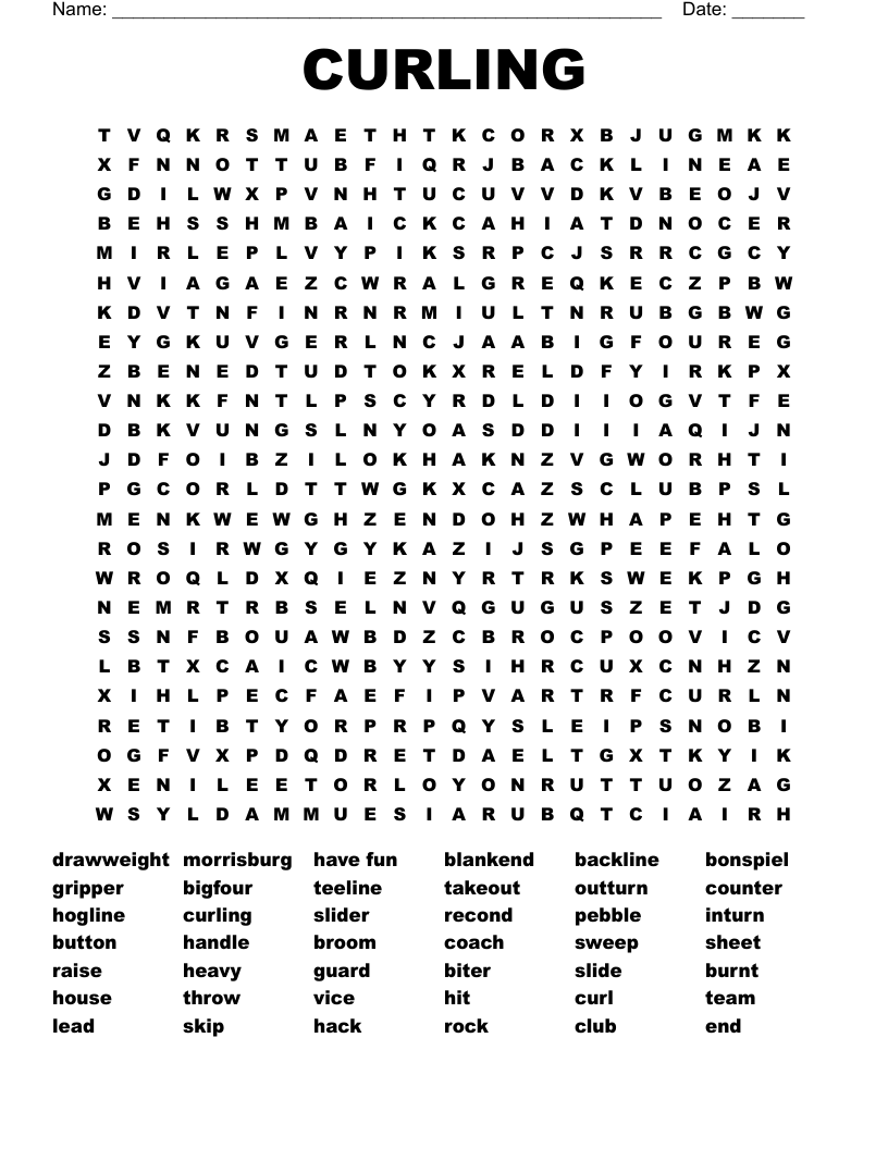CURLING Word Search