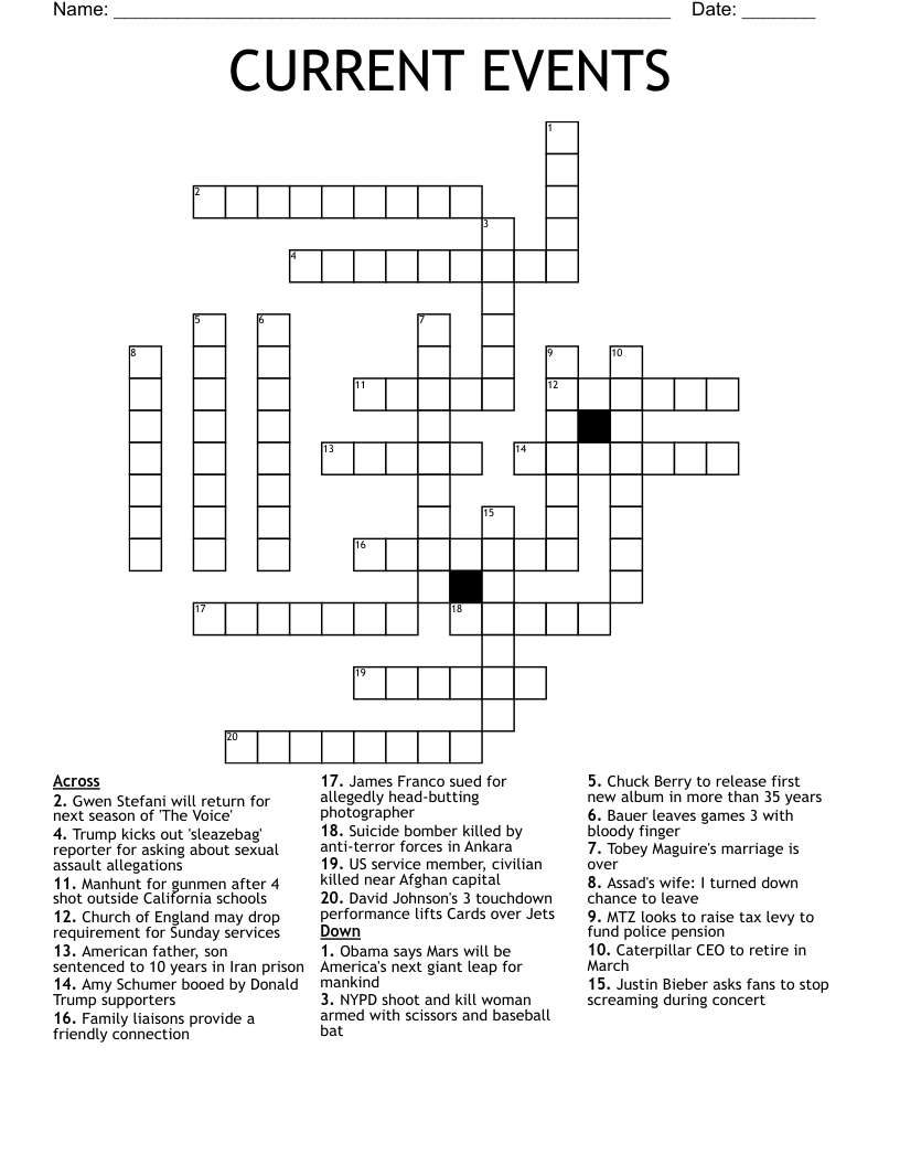 CURRENT EVENTS Crossword