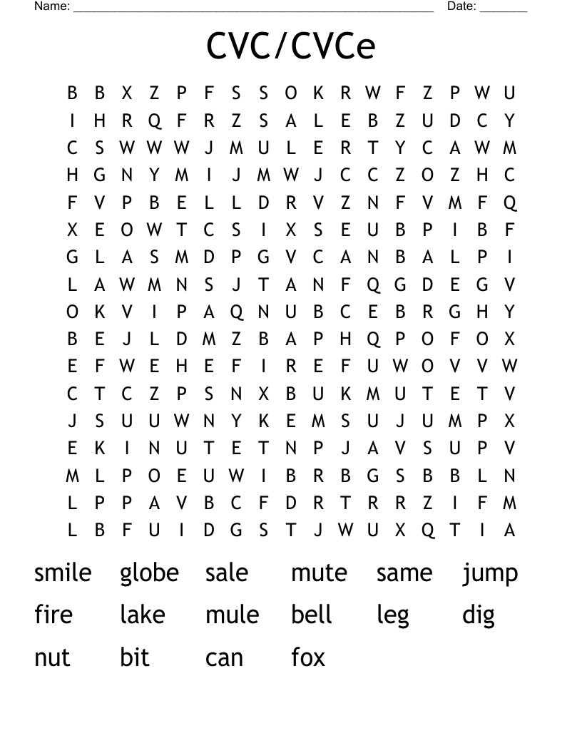 CVC/CVCe Word Search