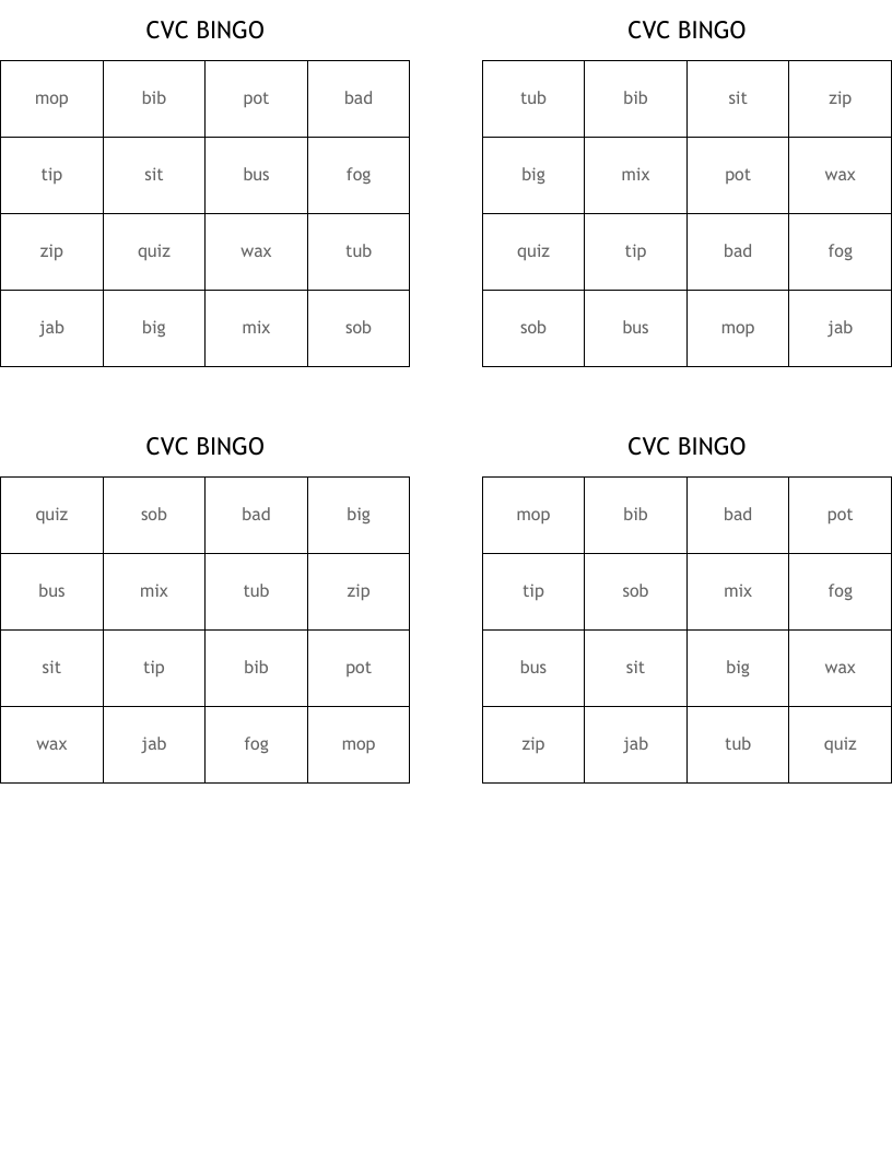 CVC BINGO
