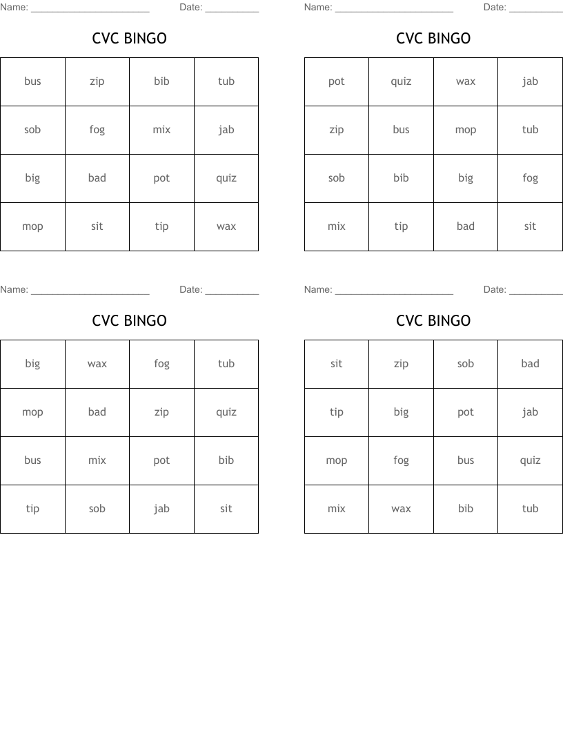 CVC BINGO