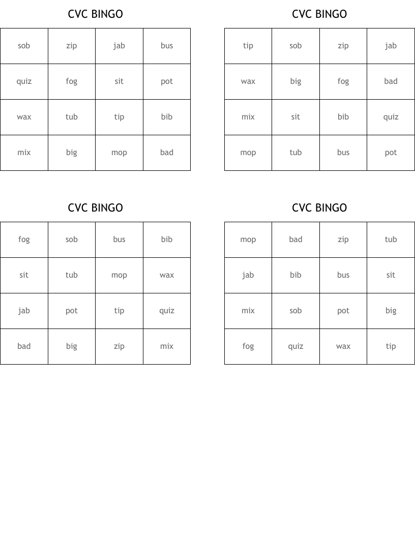 CVC BINGO
