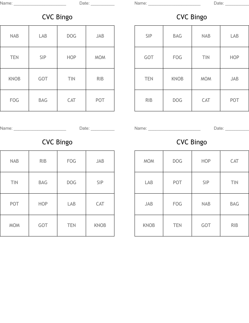 CVC Bingo