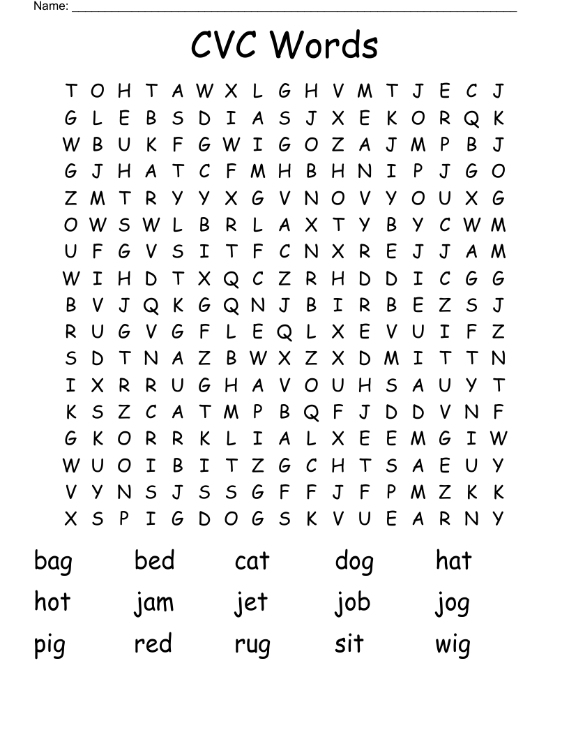 CVC Words Word Search