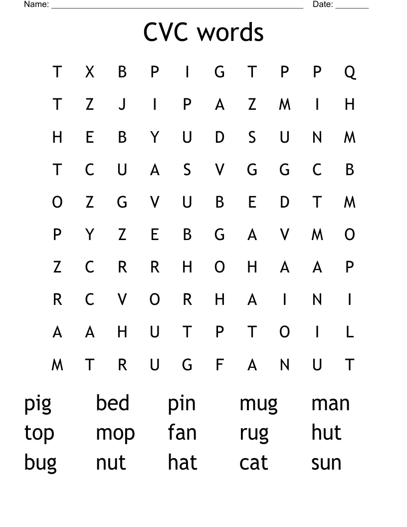 CVC words Word Search