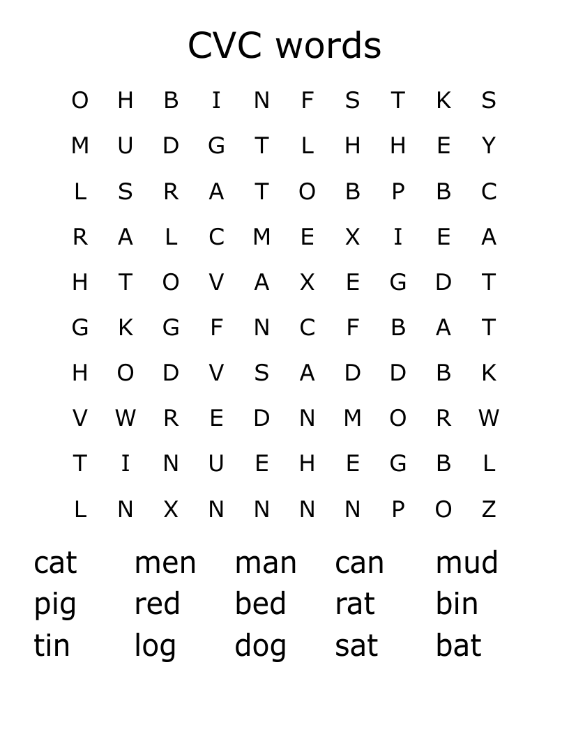 CVC words Word Search
