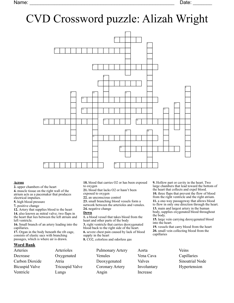 CVD Crossword puzzle: Alizah Wright 