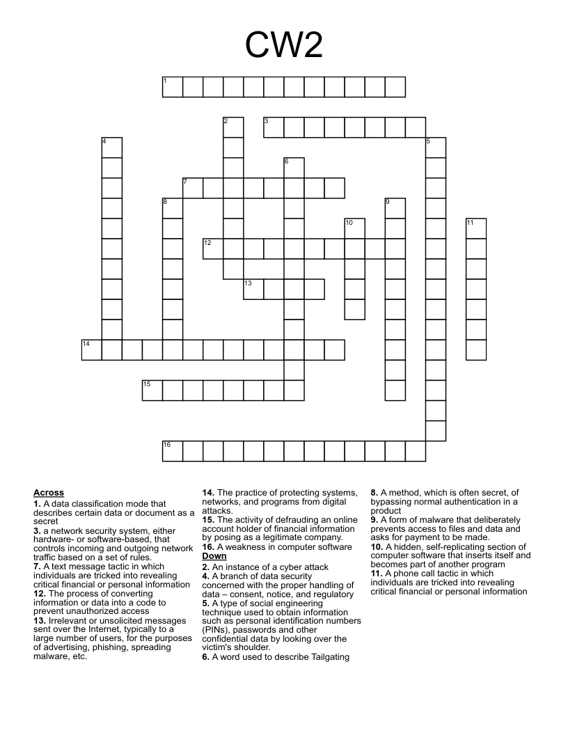 CW2 Crossword