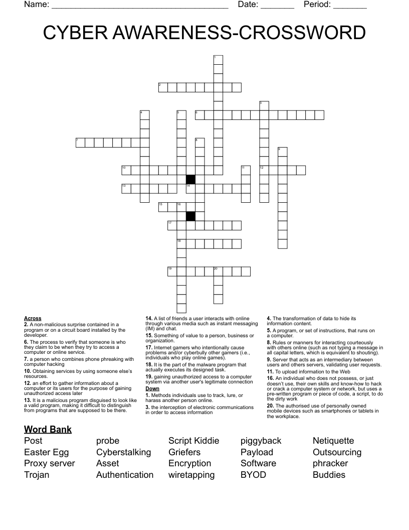 CYBER AWARENESS-CROSSWORD