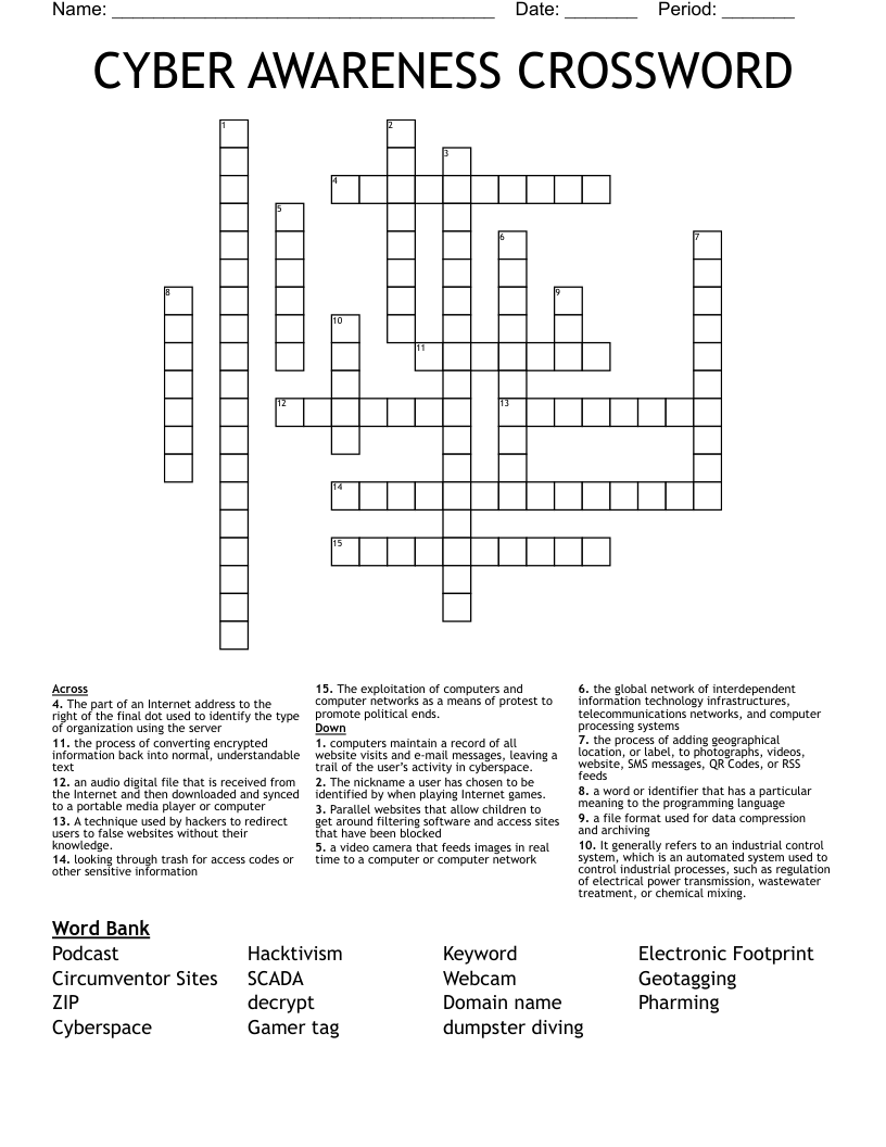 CYBER AWARENESS CROSSWORD