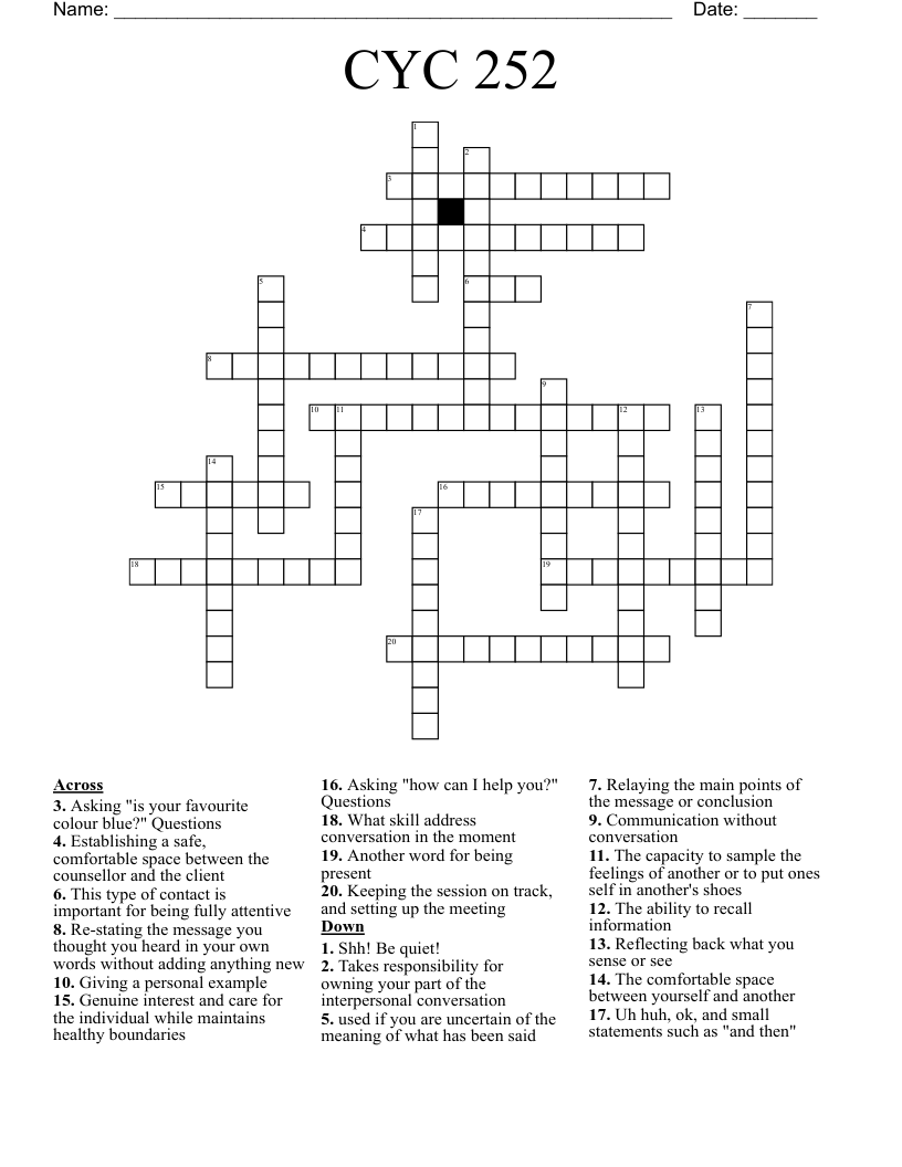CYC 252 Crossword