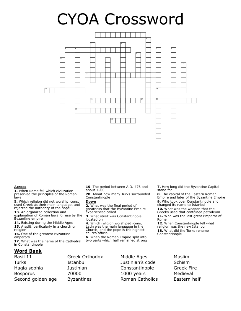 CYOA Crossword