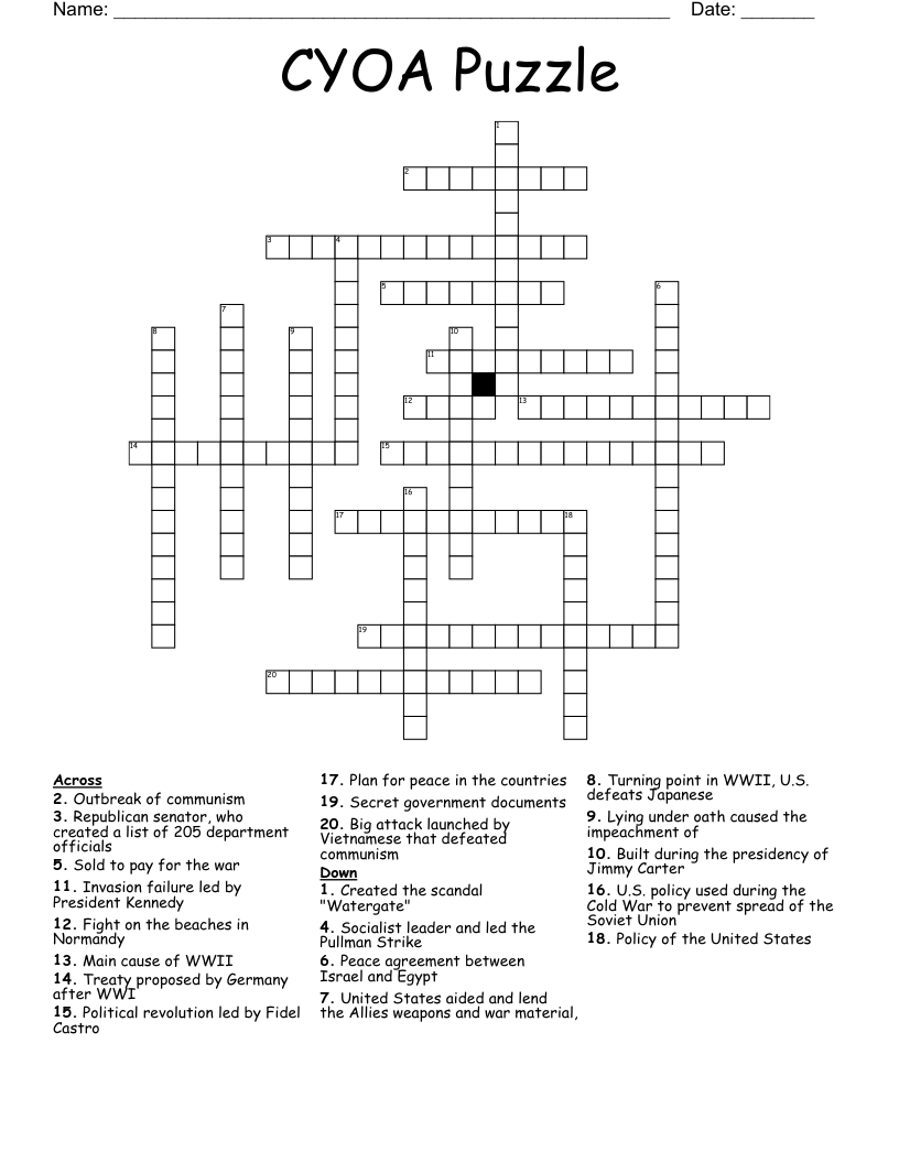 CYOA Puzzle Crossword