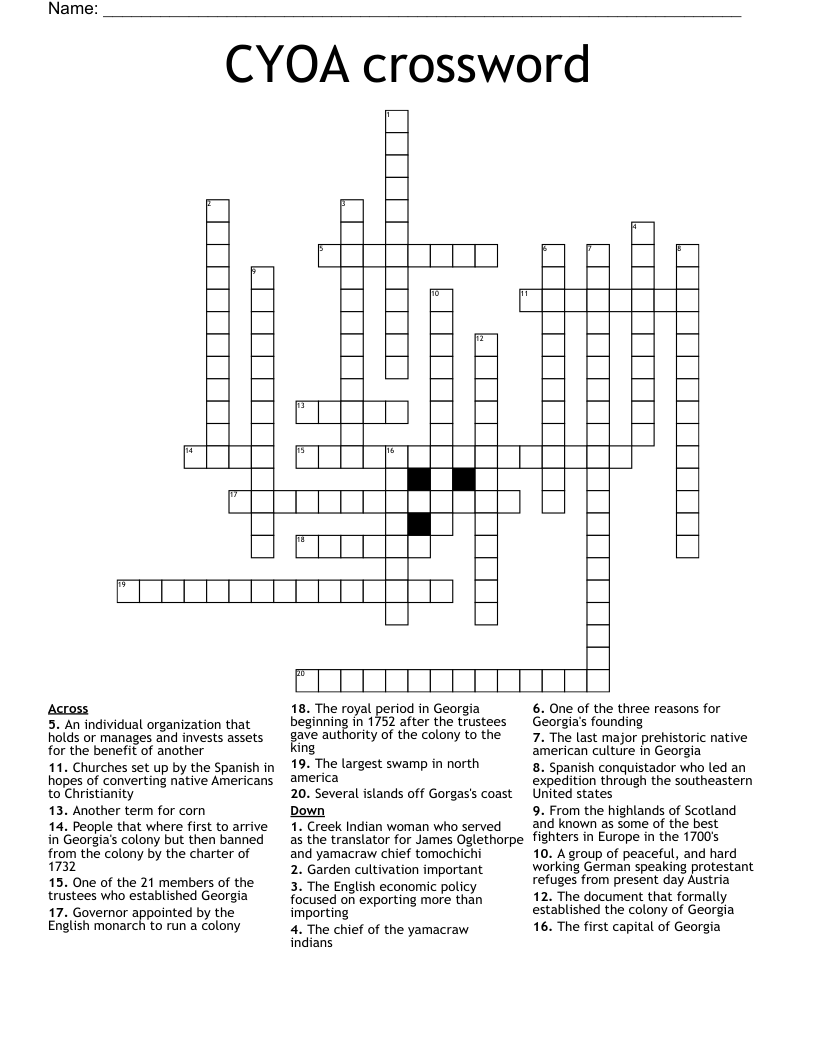 CYOA crossword