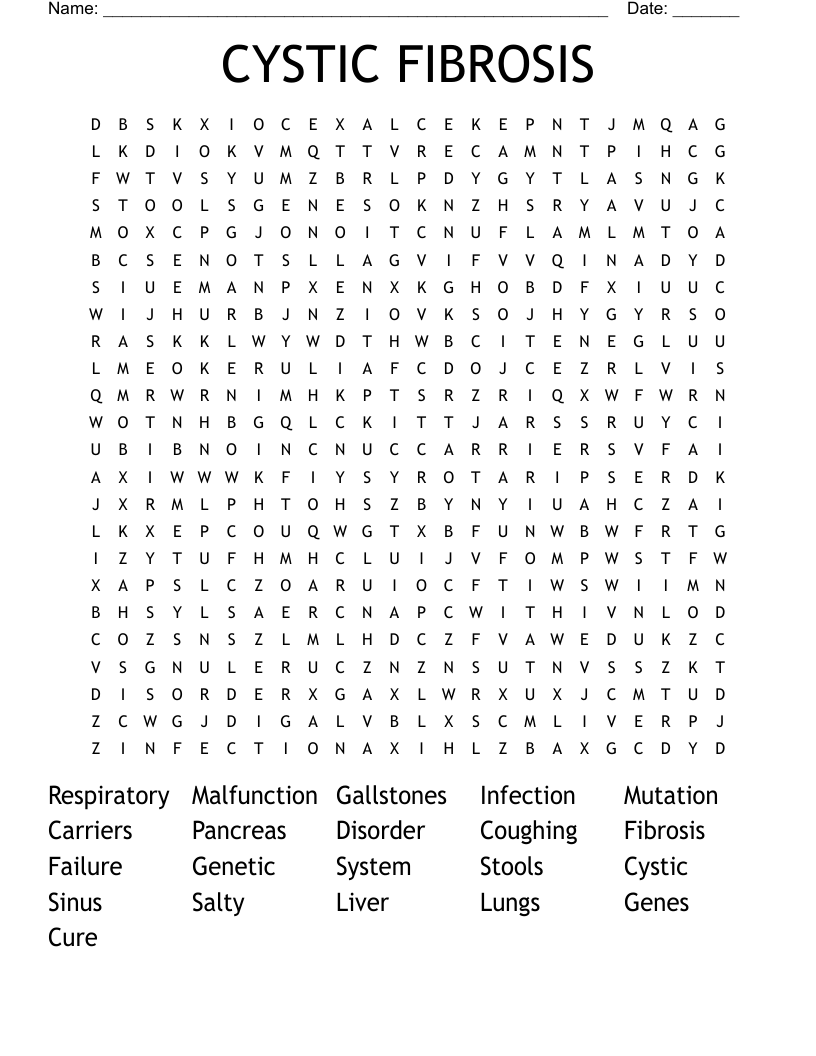 CYSTIC FIBROSIS Word Search