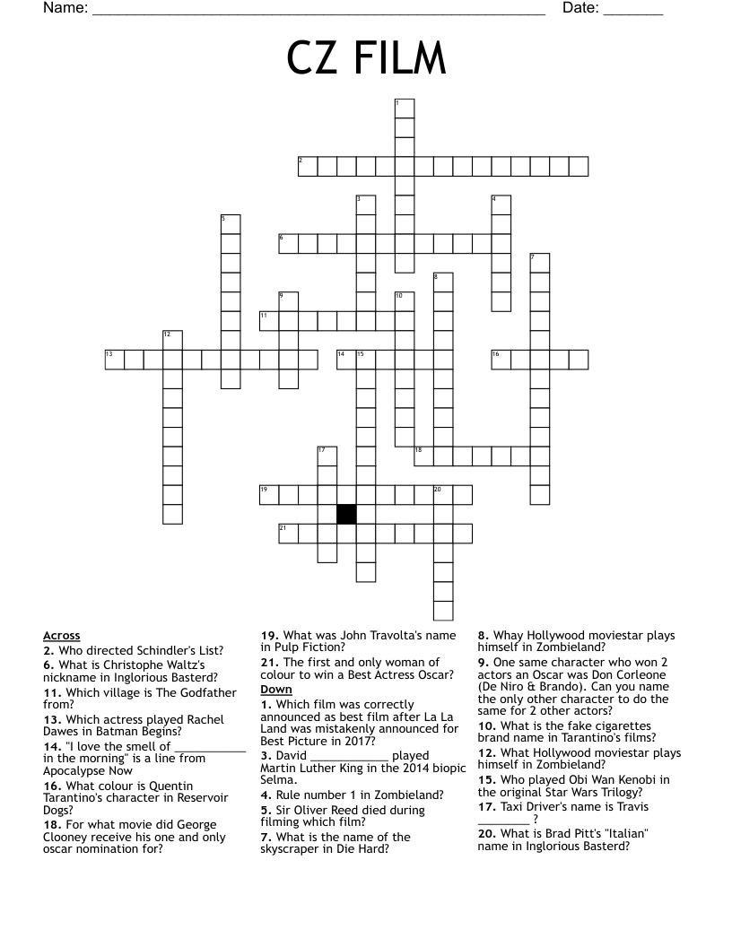 CZ FILM Crossword