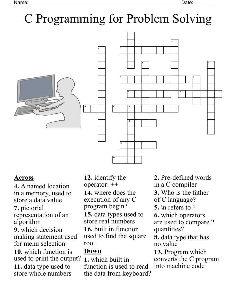 C Programming for Problem Solving Crossword