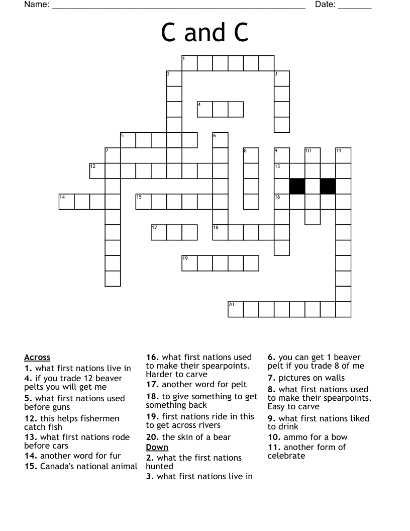 C and C Crossword
