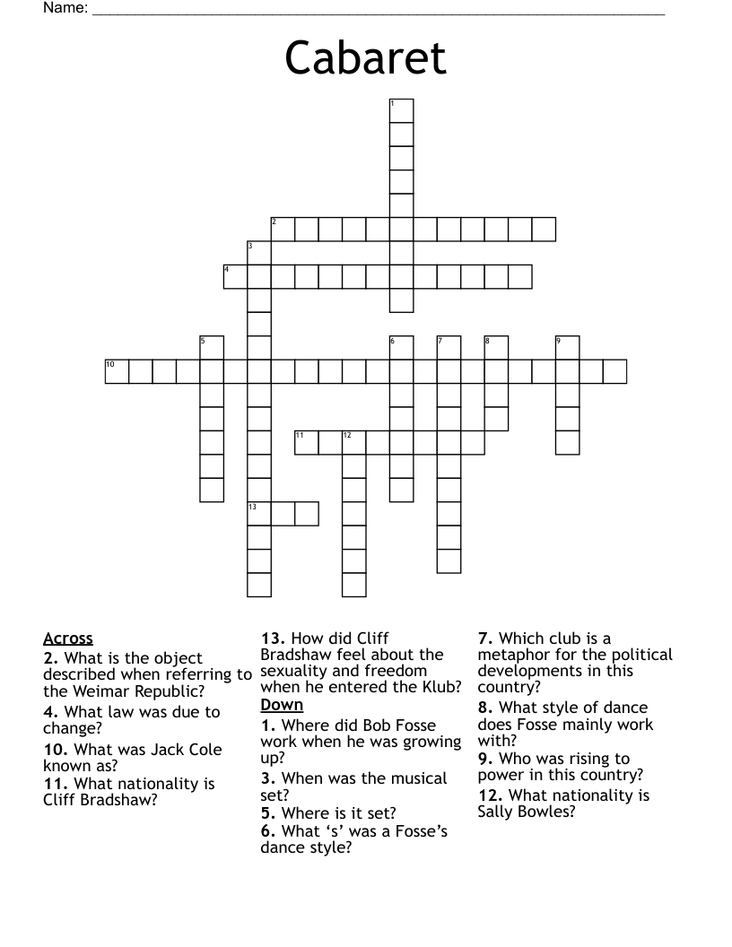 Cabaret Crossword