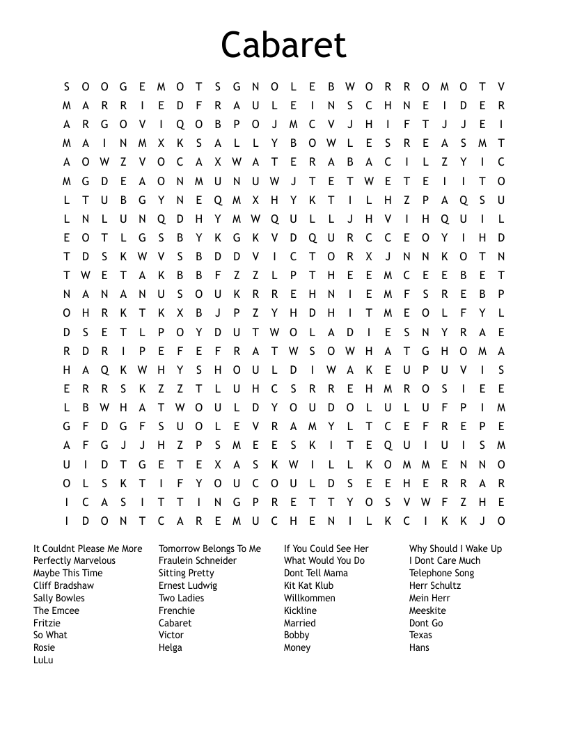 Cabaret Word Search