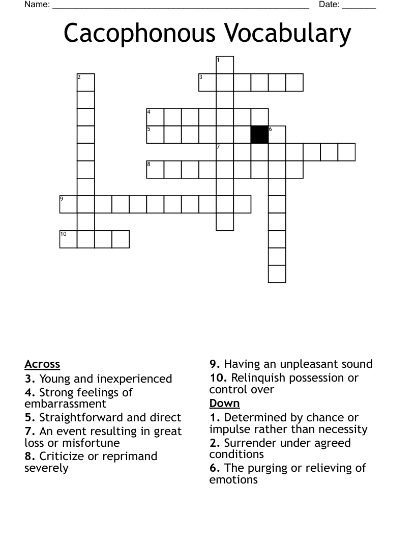 Cacophonous Vocabulary Crossword