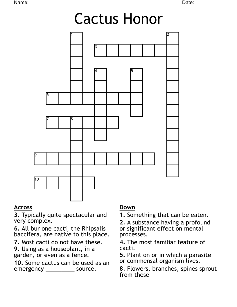Cactus Honor Crossword