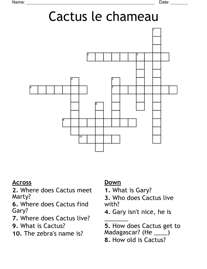 Cactus le chameau Crossword