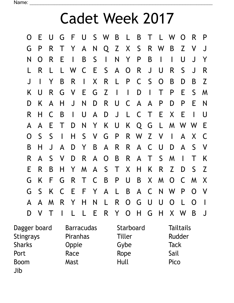 Cadet Week 2017 Word Search