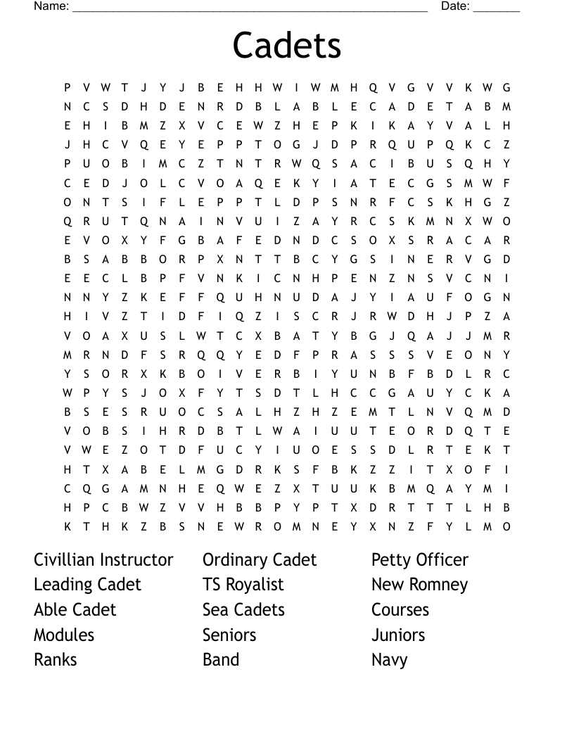 Cadets Word Search