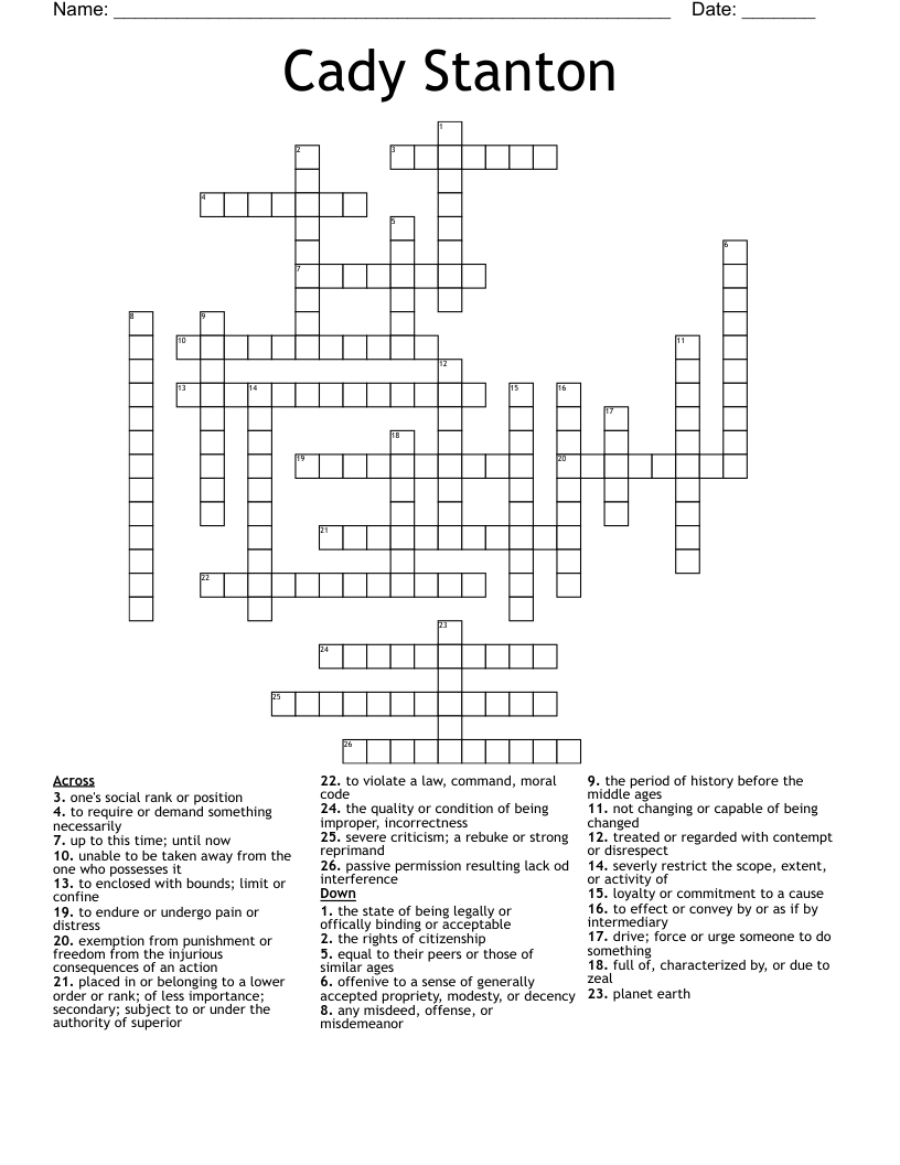 Cady Stanton Crossword