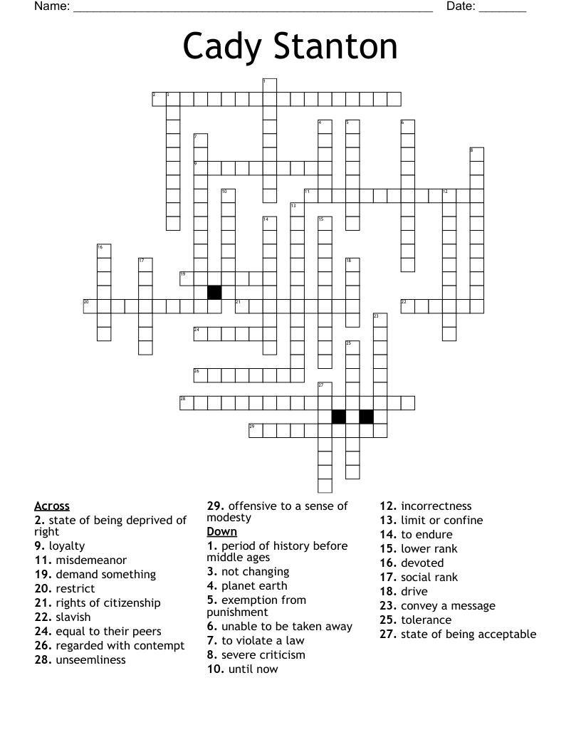 Cady Stanton  Crossword