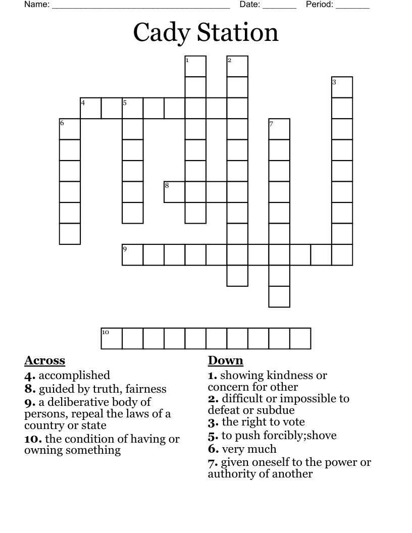 Cady Station Crossword