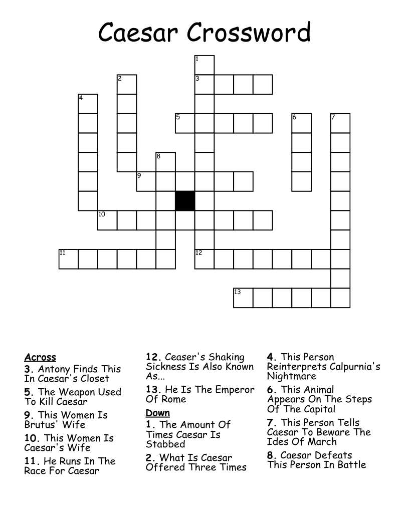 Caesar Crossword 