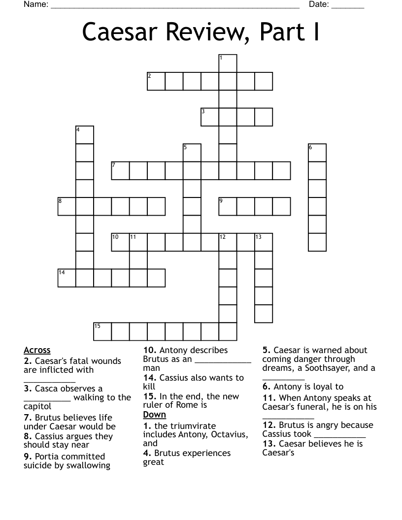 Caesar Review, Part I Crossword