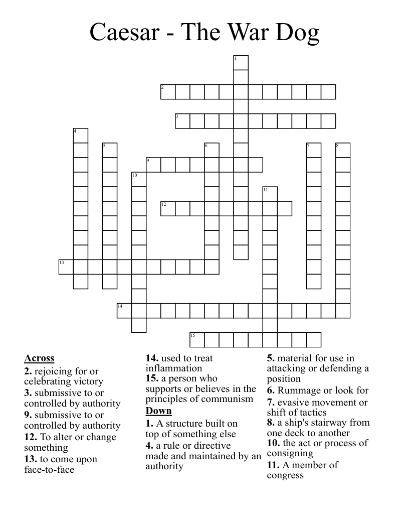 Caesar - The War Dog Crossword