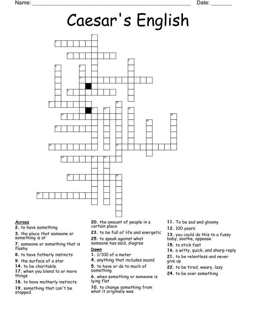 Caesar's English Crossword