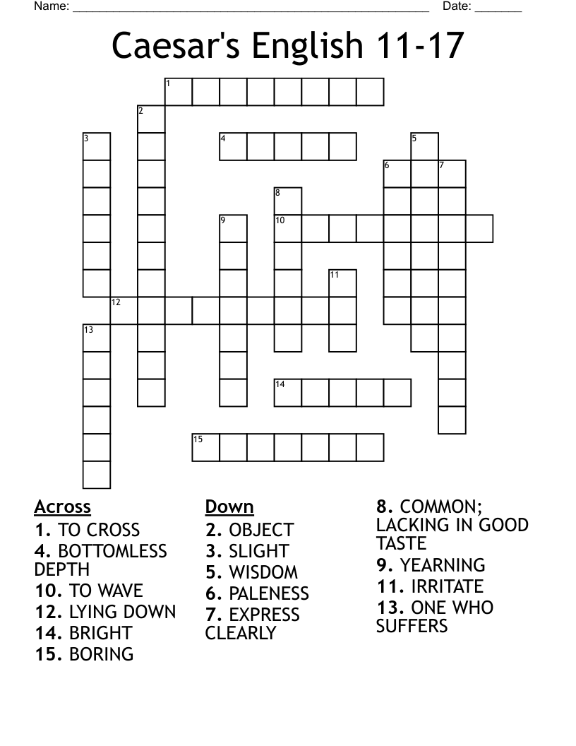 Caesar's English Lessons 2 and 4 Crossword