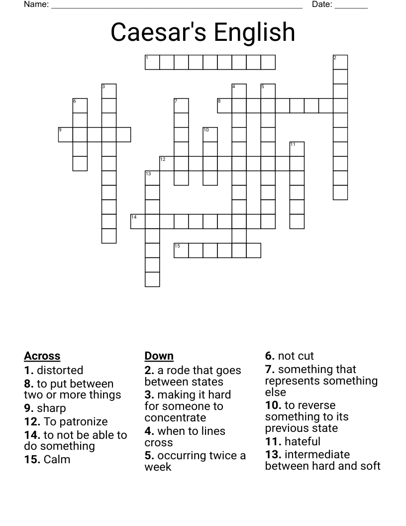 Caesar's English Crossword