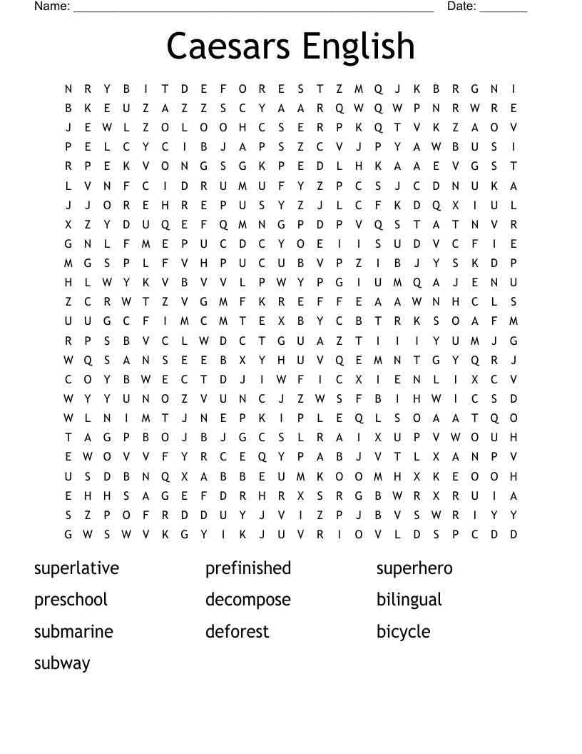 Caesars English Word Search