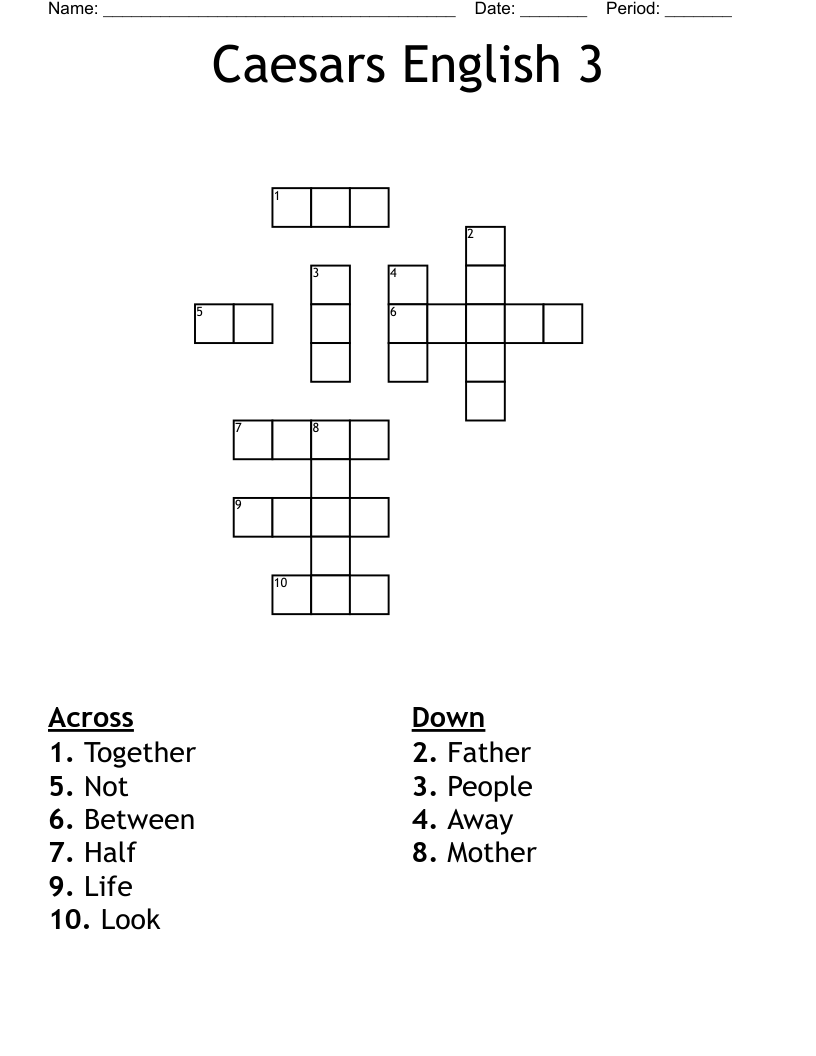 Caesars English 3 Crossword