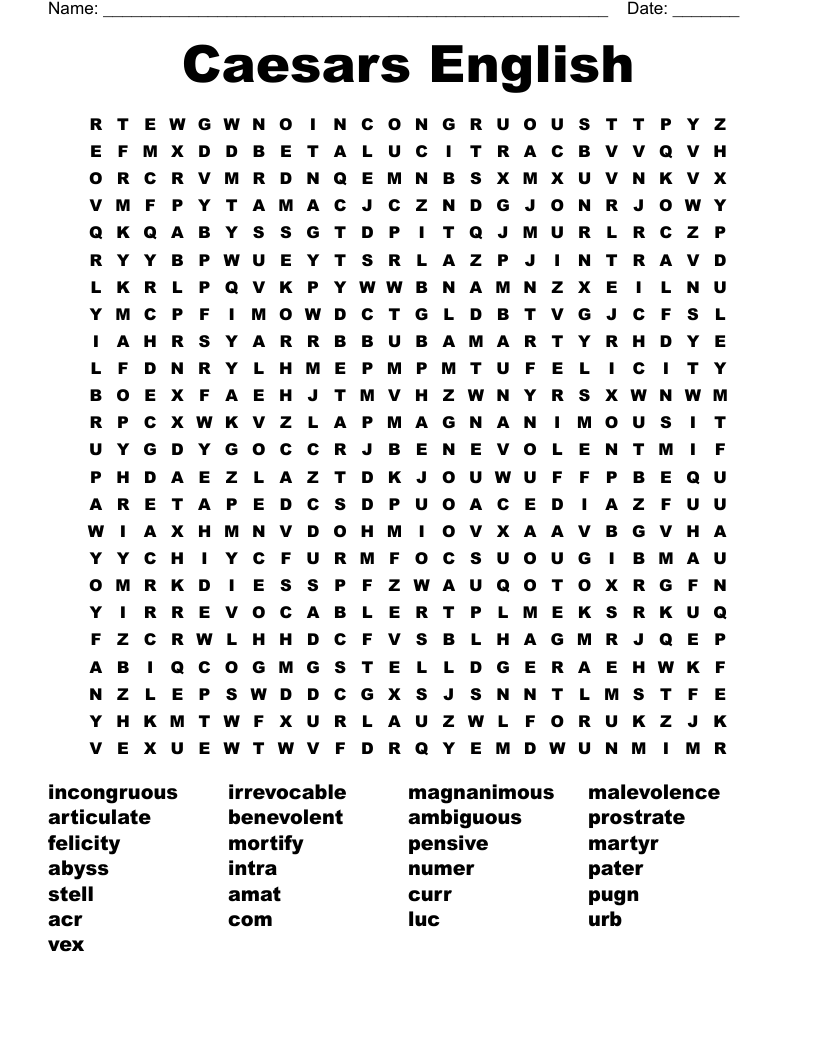 Caesars English Word Search