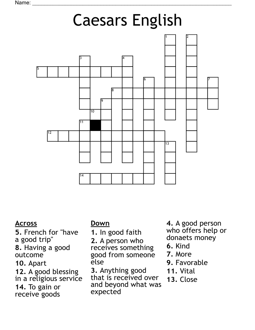 Caesars English Crossword