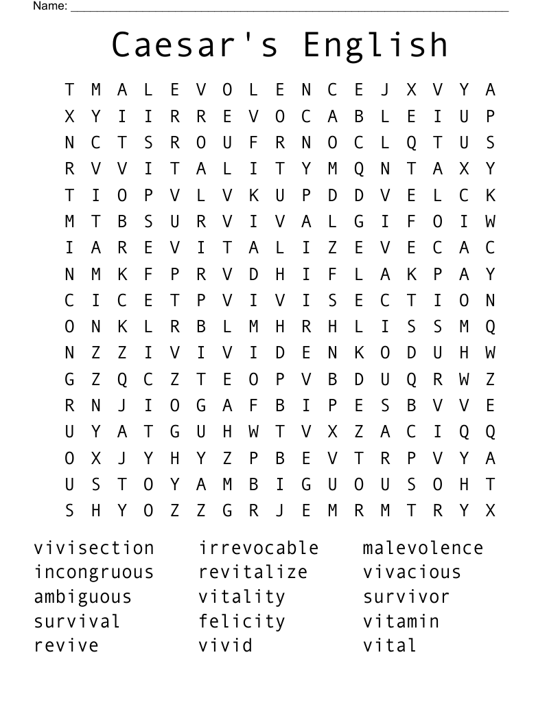 Caesar's English Word Search