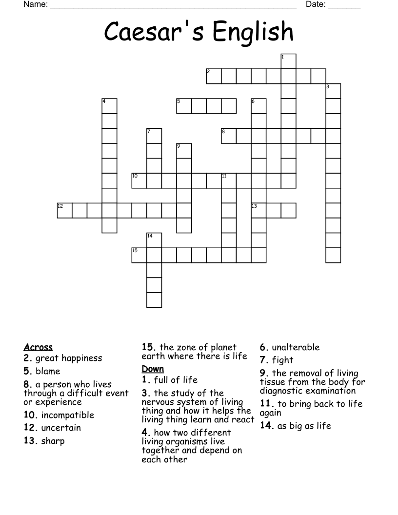 Caesar's English Crossword