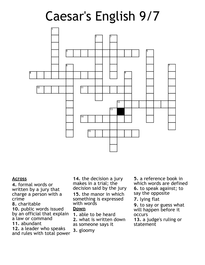 Caesar's English 9/7 Crossword