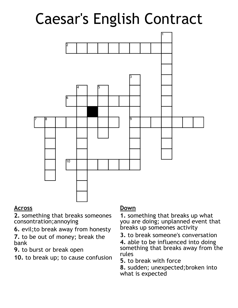 Caesar's English Contract Crossword